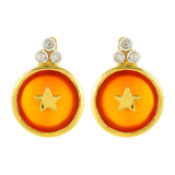 Cercei din Argint 925 Placat cu Aur ( 2.73 grame ) cu Carneol și Topaz Alb 6.3 Carate
