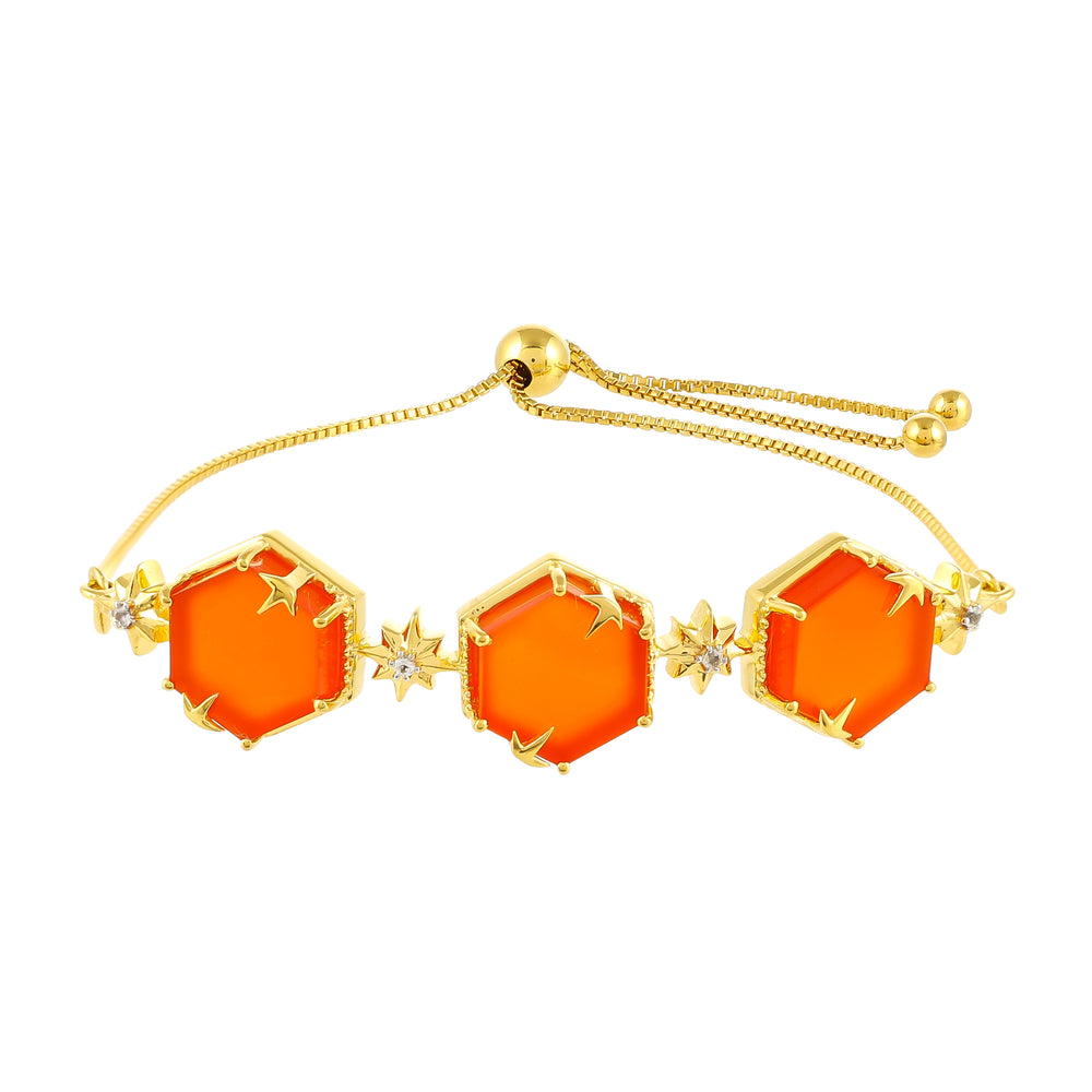 Brățară din Argint 925 Placat cu Aur ( 6.63 grame ) cu Carneol și Topaz Alb 11.58 Carate