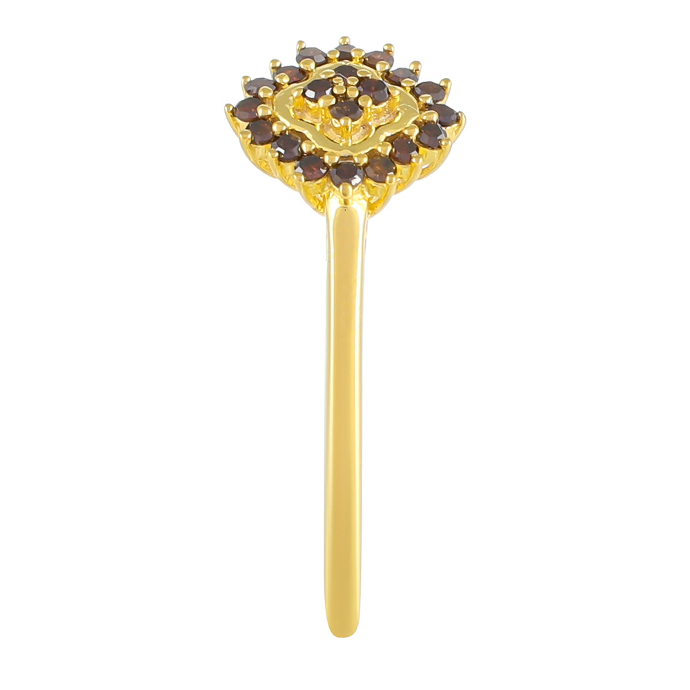 Inel din Argint 925 Placat cu Aur ( 1.48 grame ) cu Diamant Roșu 0.14 Carate