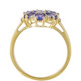Inel din Aur de 9K ( 1.85 grame ) cu Tanzanit AAA și Zircon Natural 1.42 Carate