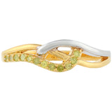 Inel din Argint 925 Placat cu Aur de 2 tonuri ( 2.47 grame ) cu Diamant Verde Veronez 0.12 Carate