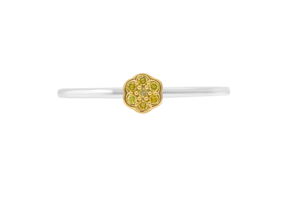 Set din Argint 925 Placat cu Aur de 2 tonuri ( 3.06 grame ) cu Diamant Verde Veronez 0.14 Carate ( Inel )
