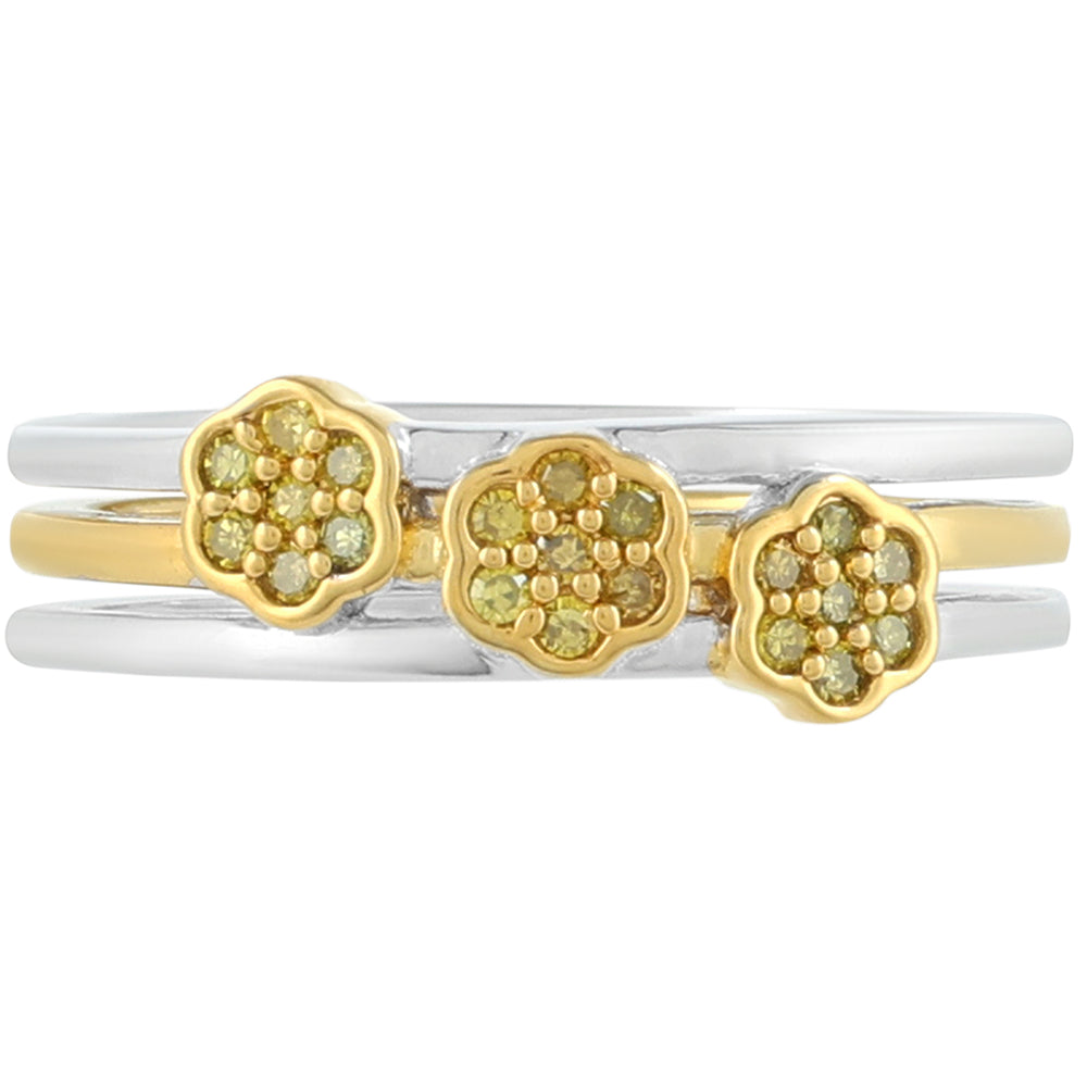 Set din Argint 925 Placat cu Aur de 2 tonuri ( 3.06 grame ) cu Diamant Verde Veronez 0.14 Carate ( Inel )