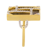 Inel din Argint 925 Placat cu Aur ( 4.6 grame ) cu Scoică Paua și Topaz Alb 6.17 Carate