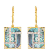Cercei din Argint 925 Placat cu Aur ( 7.08 grame ) cu Scoică Paua și Topaz Alb 12.4 Carate