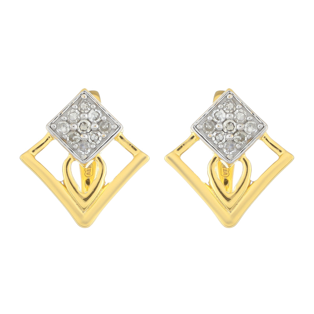 Cercei din Argint 925 Placat cu Aur ( 2.21 grame ) cu Diamant Alb 0.12 Carate