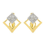 Cercei din Argint 925 Placat cu Aur ( 2.21 grame ) cu Diamant Alb 0.12 Carate