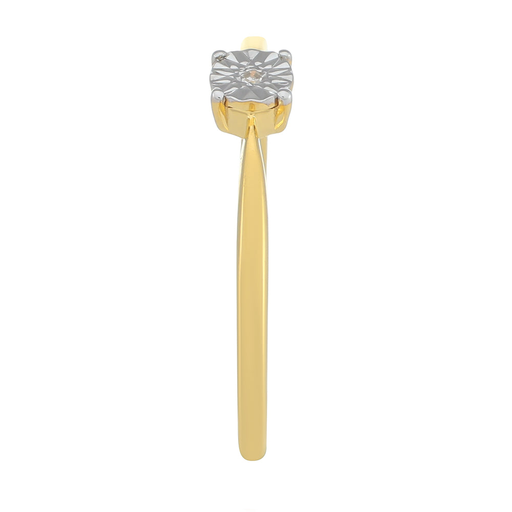 Inel din Argint 925 Placat cu Aur ( 1.45 grame ) cu Diamant Alb 0.01 Carate