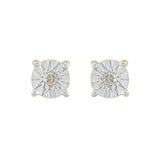 Cercei din Argint 925 Placat cu Aur ( 1.06 grame ) cu Diamant Alb 0.02 Carate