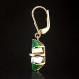Cercei din Argint 925 Placat cu Aur ( 2.82 grame ) cu Onix Verde și Diamant Alb 11.62 Carate