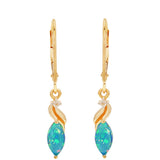Cercei din Aur de 9K ( 1.75 grame ) cu Opal Albastru Etiopian Paraiba și Topaz Alb 0.88 Carate