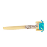 Inel din Aur de 9K ( 1.52 grame ) cu Opal Albastru Etiopian Paraiba și Topaz Alb 0.23 Carate