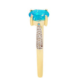Inel din Aur de 9K ( 1.52 grame ) cu Opal Albastru Etiopian Paraiba și Topaz Alb 0.23 Carate