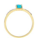 Inel din Aur de 9K ( 1.52 grame ) cu Opal Albastru Etiopian Paraiba și Topaz Alb 0.23 Carate