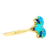 Inel din Aur de 9K ( 2.12 grame ) cu Opal Albastru Etiopian Paraiba și Safir Albastru 1.76 Carate