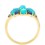 Inel din Aur de 9K ( 2.12 grame ) cu Opal Albastru Etiopian Paraiba și Safir Albastru 1.76 Carate
