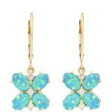 Cercei din Aur de 9K ( 2.19 grame ) cu Opal Albastru Etiopian Paraiba și Topaz Alb 2.68 Carate
