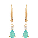 Cercei din Aur de 9K ( 1.27 grame ) cu Opal Albastru Etiopian Paraiba și Topaz Alb 0.58 Carate