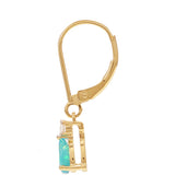 Cercei din Aur de 9K ( 1.27 grame ) cu Opal Albastru Etiopian Paraiba și Topaz Alb 0.58 Carate