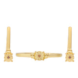 Set din Argint 925 Placat cu Aur ( 3.73 grame ) cu Diamant Roșu 0.02 Carate ( Cercei+Inel )
