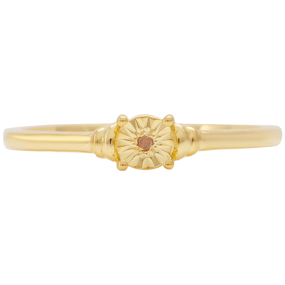 Set din Argint 925 Placat cu Aur ( 3.73 grame ) cu Diamant Roșu 0.02 Carate ( Cercei+Inel )