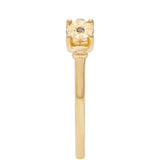 Set din Argint 925 Placat cu Aur ( 3.73 grame ) cu Diamant Roșu 0.02 Carate ( Cercei+Inel )