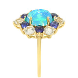 Inel din Aur de 9K ( 2.11 grame ) cu Opal Albastru Etiopian Paraiba și Safir Albastru 3.76 Carate
