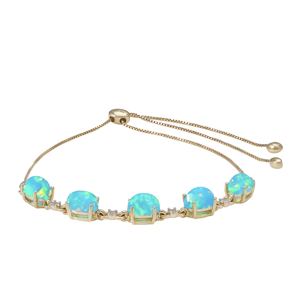 Brățară din Aur de 9K ( 3.89 grame ) cu Opal Albastru Etiopian Paraiba și Topaz Alb 3.26 Carate