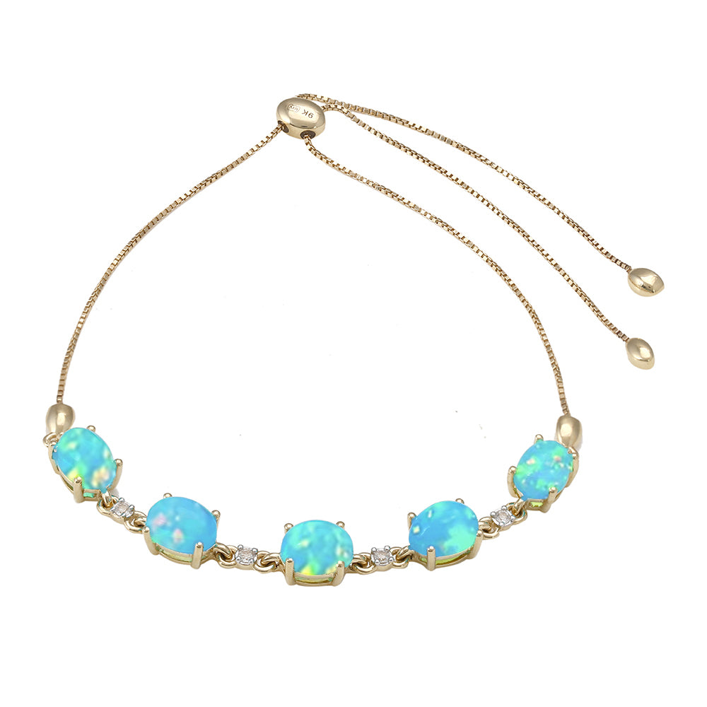 Brățară din Aur de 9K ( 3.89 grame ) cu Opal Albastru Etiopian Paraiba și Topaz Alb 3.26 Carate