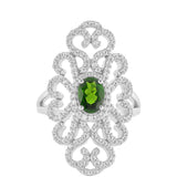 Inel din Argint 925 ( 4.94 grame ) cu Cromdiopsid și Topaz Alb 1.6 Carate
