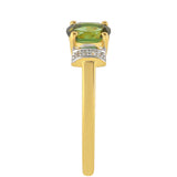 Inel din Argint 925 Placat cu Aur ( 1.62 grame ) cu Turmalină Verde și Zircon Natural 0.46 Carate