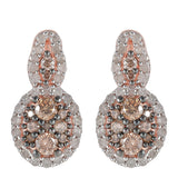 Cercei din Argint 925 Placat cu Aur Roz ( 3.11 grame ) cu Diamant de culoarea Șampaniei și Diamant Alb 0.82 Carate