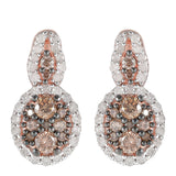 Cercei din Argint 925 Placat cu Aur Roz ( 3.11 grame ) cu Diamant de culoarea Șampaniei și Diamant Alb 0.82 Carate
