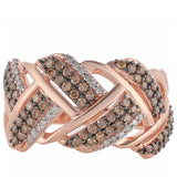 Inel din Argint 925 Placat cu Aur Roz ( 4.69 grame ) cu Diamant de culoarea Șampaniei și Diamant Alb 0.72 Carate