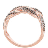 Inel din Argint 925 Placat cu Aur Roz ( 4.69 grame ) cu Diamant de culoarea Șampaniei și Diamant Alb 0.72 Carate