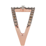 Inel din Argint 925 Placat cu Aur Roz ( 3.87 grame ) cu Diamant de culoarea Șampaniei și Diamant Alb 0.7 Carate