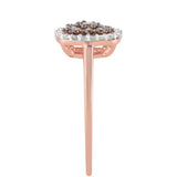 Inel din Argint 925 Placat cu Aur Roz ( 2.14 grame ) cu Diamant de culoarea Șampaniei și Diamant Alb 0.43 Carate