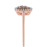 Inel din Argint 925 Placat cu Aur Roz ( 2.14 grame ) cu Diamant de culoarea Șampaniei și Diamant Alb 0.43 Carate