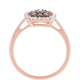 Inel din Argint 925 Placat cu Aur Roz ( 2.14 grame ) cu Diamant de culoarea Șampaniei și Diamant Alb 0.43 Carate