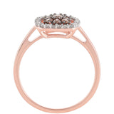 Inel din Argint 925 Placat cu Aur Roz ( 2.14 grame ) cu Diamant de culoarea Șampaniei și Diamant Alb 0.43 Carate