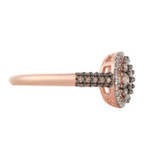 Inel din Argint 925 Placat cu Aur Roz ( 2.55 grame ) cu Diamant de culoarea Șampaniei și Diamant Alb 0.71 Carate