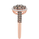 Inel din Argint 925 Placat cu Aur Roz ( 2.55 grame ) cu Diamant de culoarea Șampaniei și Diamant Alb 0.71 Carate