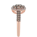 Inel din Argint 925 Placat cu Aur Roz ( 2.55 grame ) cu Diamant de culoarea Șampaniei și Diamant Alb 0.71 Carate