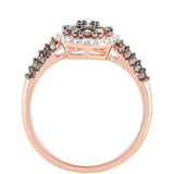 Inel din Argint 925 Placat cu Aur Roz ( 2.55 grame ) cu Diamant de culoarea Șampaniei și Diamant Alb 0.71 Carate