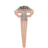 Inel din Argint 925 Placat cu Aur Roz ( 3.46 grame ) cu Diamant de culoarea Șampaniei și Diamant Alb 0.61 Carate