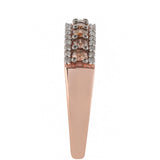 Inel din Argint 925 Placat cu Aur Roz ( 2.75 grame ) cu Diamant de culoarea Șampaniei și Diamant Alb 0.64 Carate