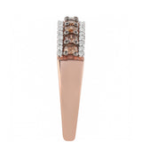 Inel din Argint 925 Placat cu Aur Roz ( 2.75 grame ) cu Diamant de culoarea Șampaniei și Diamant Alb 0.64 Carate