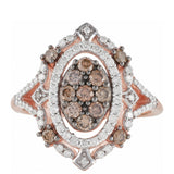 Inel din Argint 925 Placat cu Aur Roz ( 3.79 grame ) cu Diamant de culoarea Șampaniei și Diamant Alb 0.86 Carate