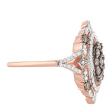 Inel din Argint 925 Placat cu Aur Roz ( 3.79 grame ) cu Diamant de culoarea Șampaniei și Diamant Alb 0.86 Carate