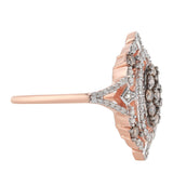 Inel din Argint 925 Placat cu Aur Roz ( 3.79 grame ) cu Diamant de culoarea Șampaniei și Diamant Alb 0.86 Carate